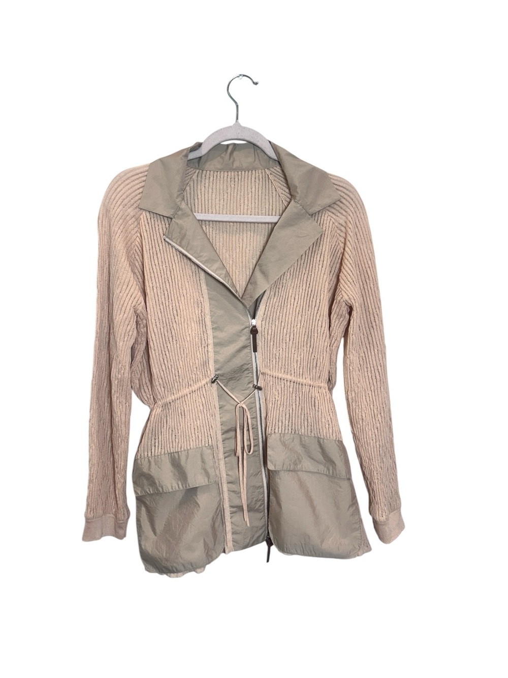 Italian Light Knit & Woven Drawstring Jacket